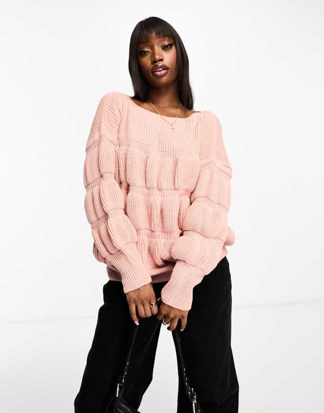 NaaNaa - puff sleeve jumper in pink