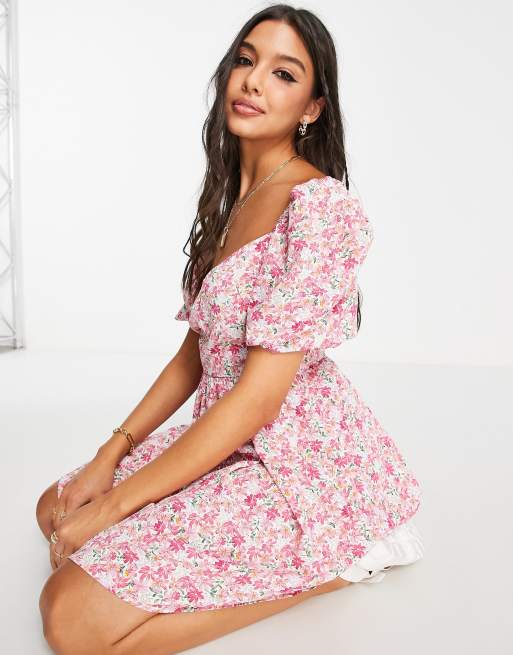 Pink floral outlet short dress