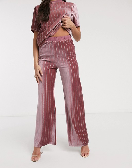 NaaNaa relaxed velvet trouser co ord in pink