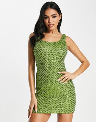 NaaNaa sequin mini dress in green - ASOS Price Checker