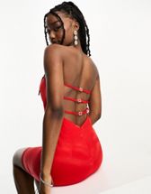 Public Desire corset mini dress with cut out in red