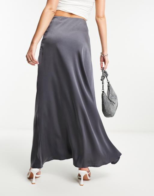 Satin gray maxi clearance skirt