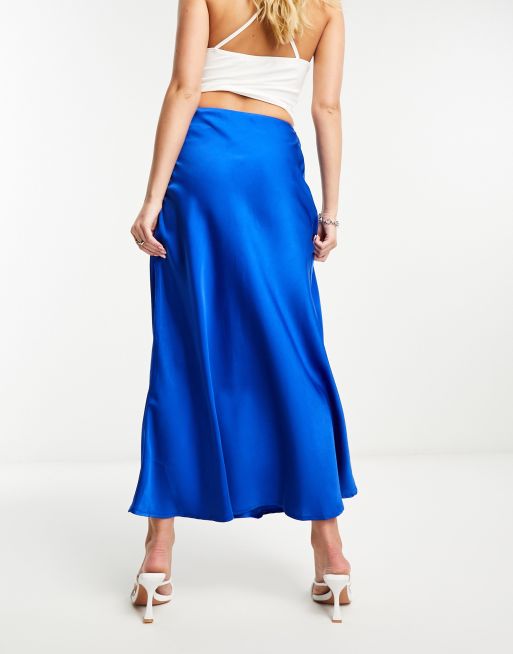 Satin royal hotsell blue maxi skirt