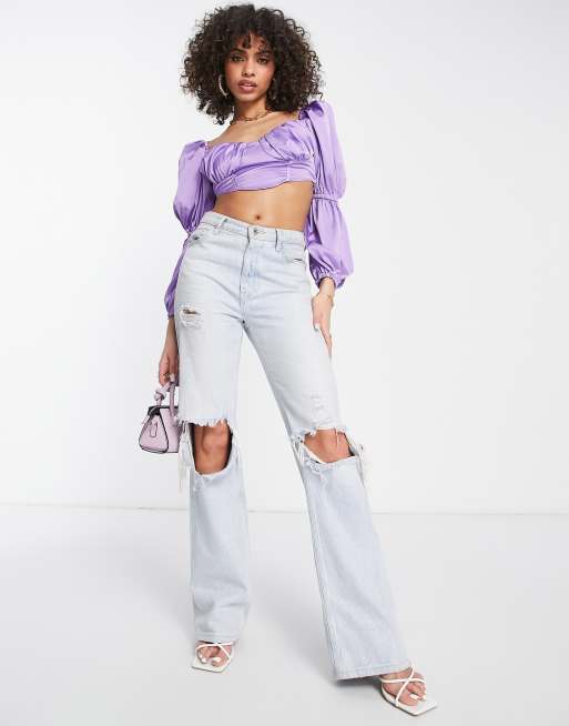 Purple bustier store crop top