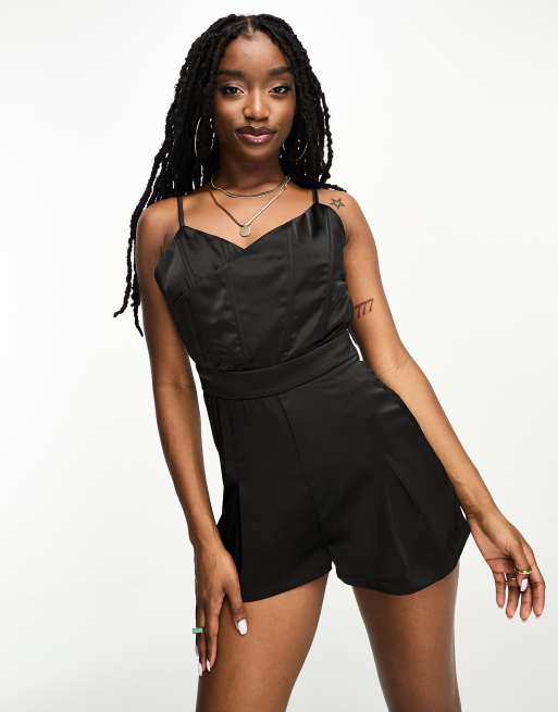 Black store satin playsuit