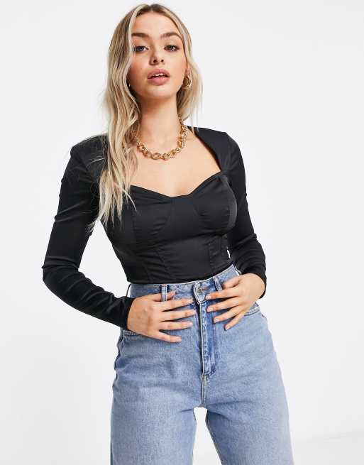 Bustier long best sale sleeve top