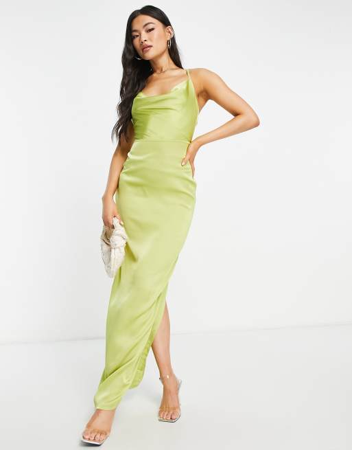 Lime green outlet cowl neck dress