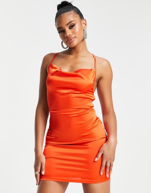 Orange satin 2024 mini dress