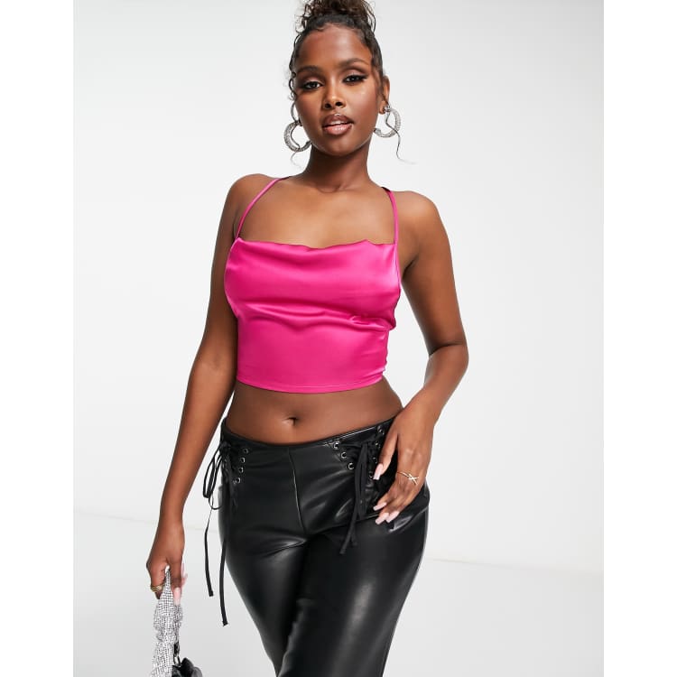 Pink satin tank sales top