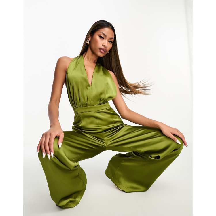 Silk cheap green jumpsuit