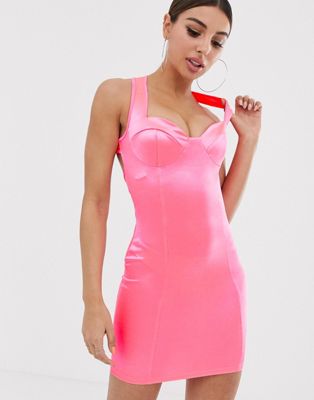 pink satin dress mini