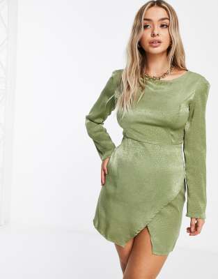 satin spots long dress