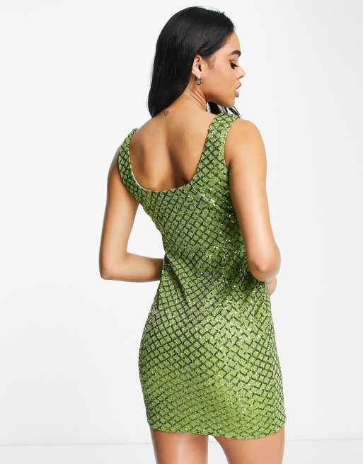 NaaNaa sequin mini dress in green