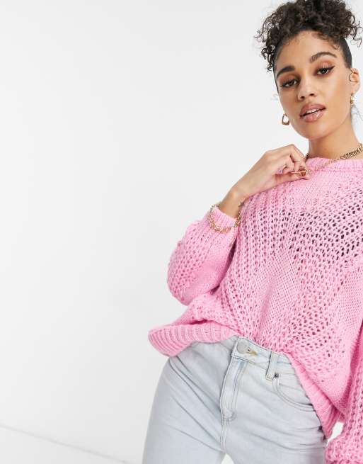 NaaNaa – Strickpullover mit Zopfmuster in Rosa | ASOS