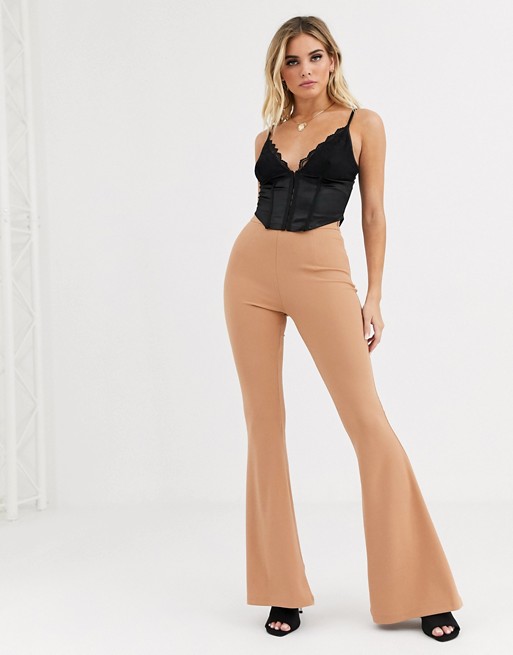 NaaNaa tailored flare trouser in camel