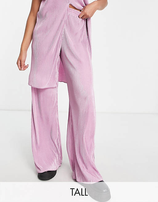 Asos Donna Abbigliamento Pantaloni e jeans Pantaloni Leggings & Treggings Pantaloni plissé lilla in coordinato 