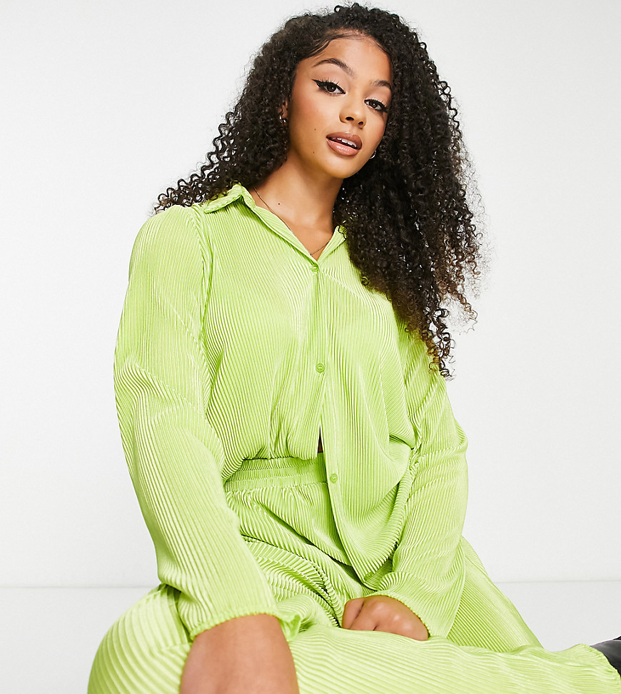 plisse shirt in green - part of a set