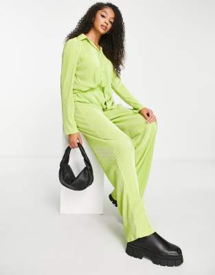 NaaNaa Tall NaaNaa Tall plisse trouser co-ord in green