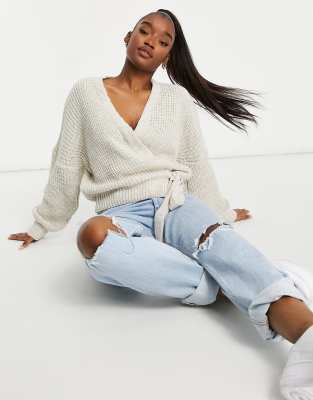 cream tie front cardigan