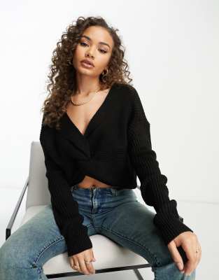 NaaNaa twist front jumper in black - ASOS Price Checker