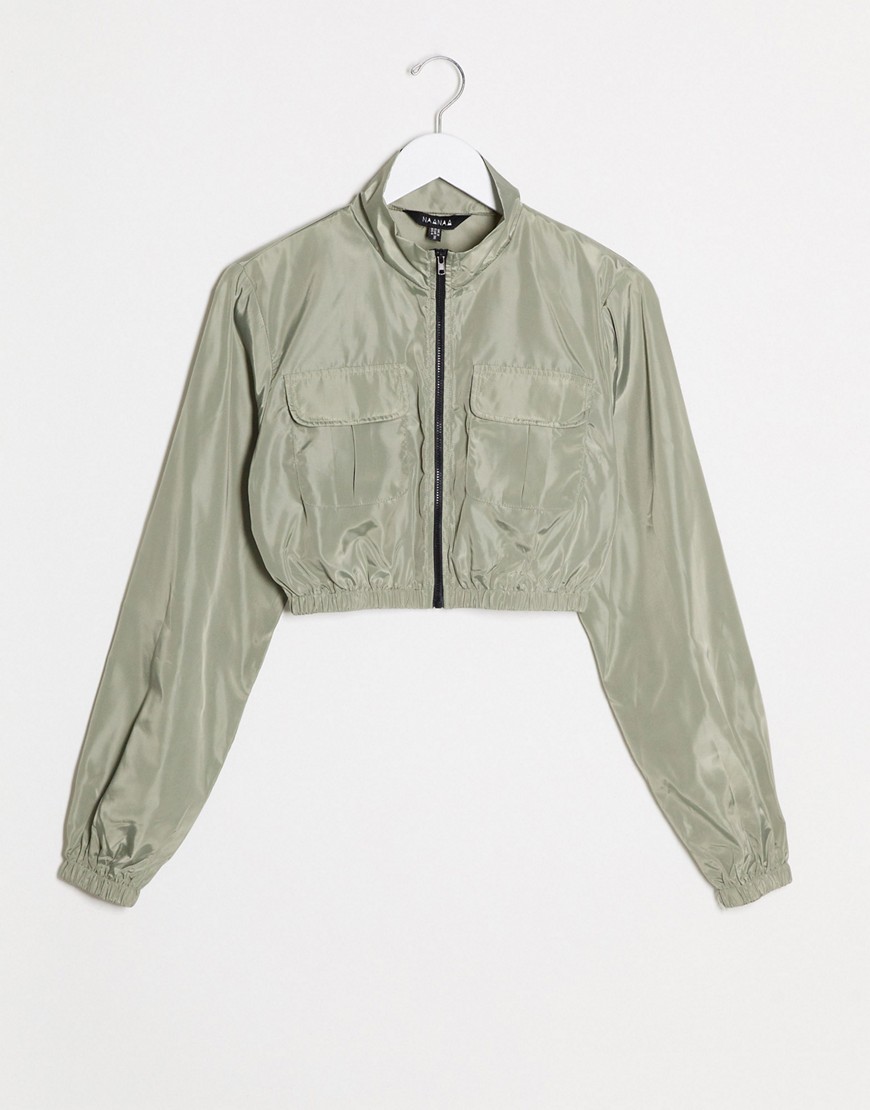 NaaNaa utility track jacket in khaki-Green