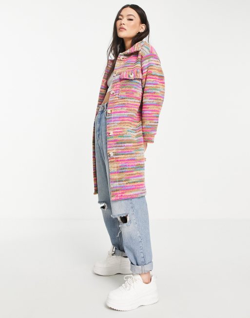 NaaNaa - Veste-chemise longue - Rose teint par sections