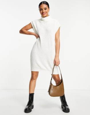 Asos Donna Abbigliamento Vestiti Vestiti senza maniche Vestito senza maniche con collo alto in maglia crema 