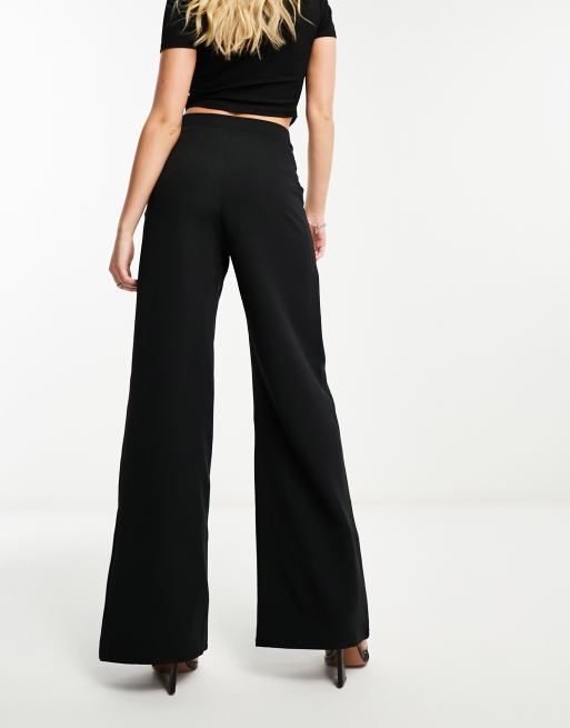 NaaNaa wide leg pants with v-waist detail in black | ASOS