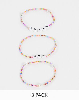 фото Набор аксессуаров из трех браслетов-фенечек в ярких цветах-разноцветный accessorize