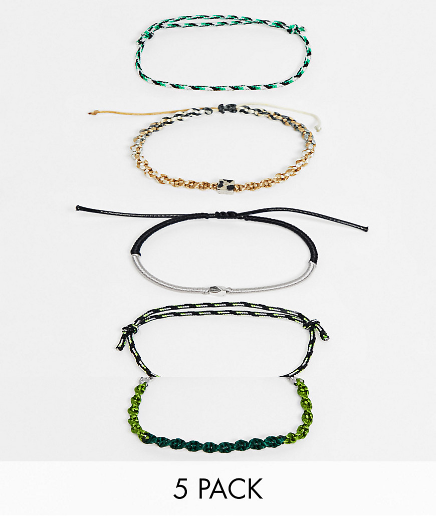 фото Набор браслетов из шнуров и текстиля разного дизайна asos design-многоцветный