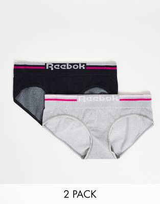 Набор из 2 бесшовных трусов черного и серого цвета Reebok Kerys-Разноцветный