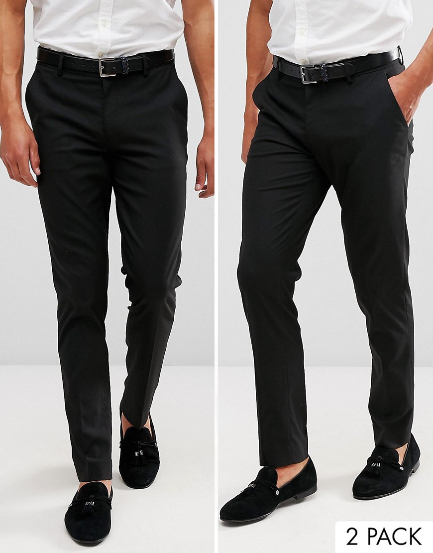 фото Набор из 2 черных брюк скинни asos design, скидка-черный