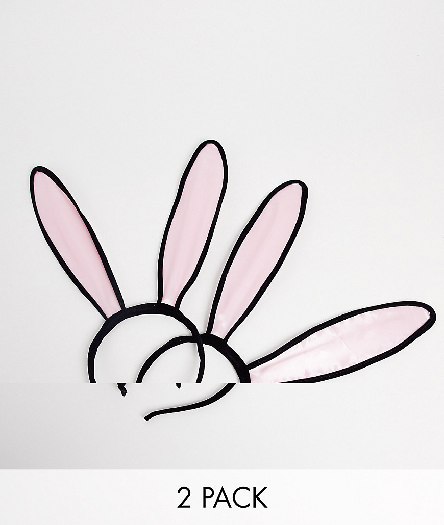 Набор из 2 черных ободков на голову с ушами кролика ASOS DESIGN-Разноцветный