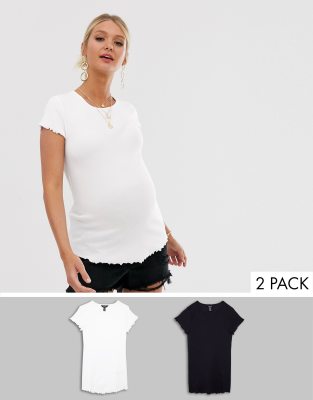 фото Набор из 2 футболок с волнистыми краями (черная/белая) new look maternity-черный