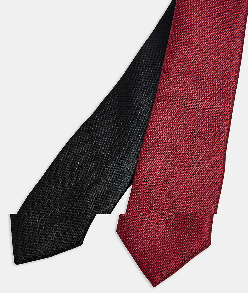 фото Набор из 2 галстуков черного и бордового цвета topman-многоцветный