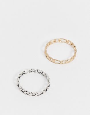 фото Набор из 2 колец в виде цепочки из латуни золотистого и серебристого цвета allsaints-золотистый