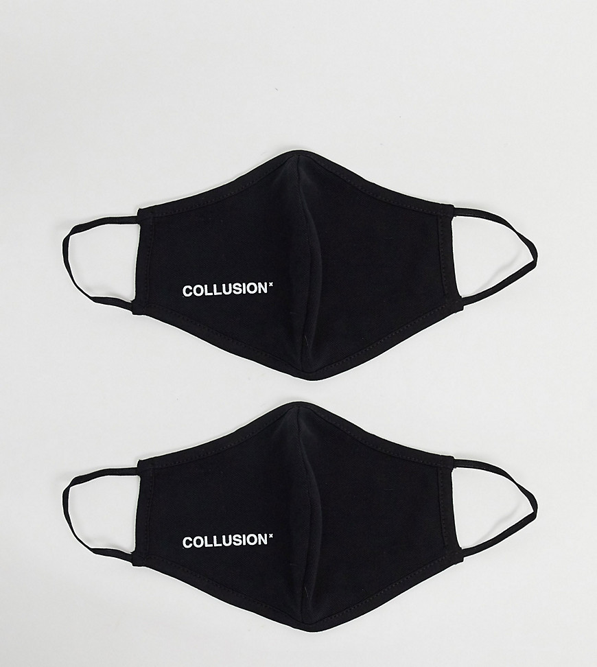 фото Набор из 2 масок для лица из ткани пике с логотипом collusion unisex-черный