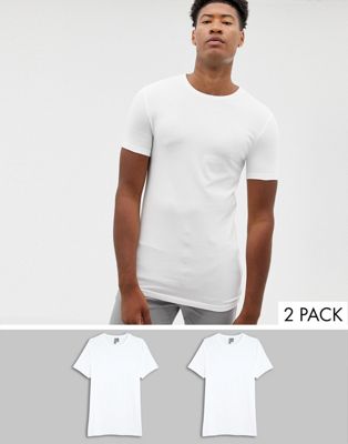 фото Набор из 2 облегающих футболок из органического хлопка с круглым вырезом asos design tall - скидка-белый