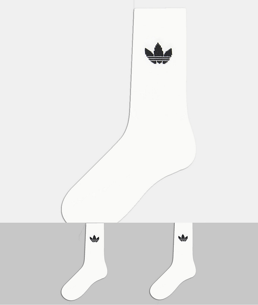 фото Набор из 2 пар белых носков с логотипом-трилистником adidas originals-белый