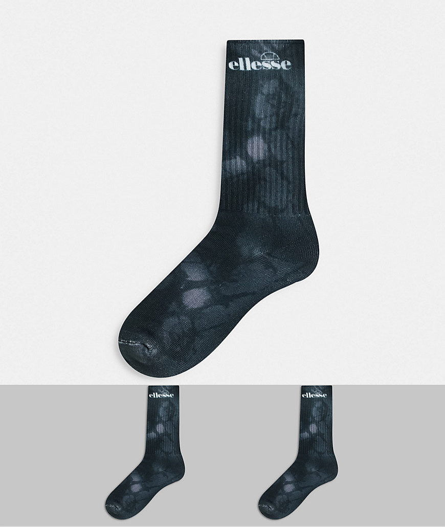 фото Набор из 2 пар черных носков с принтом тай-дай ellesse - эксклюзивно для asos-черный цвет