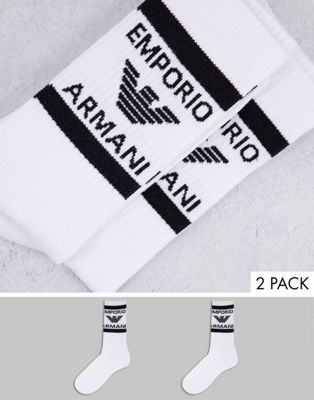 фото Набор из 2 пар коротких носков белого цвета emporio armani bodywear-белый