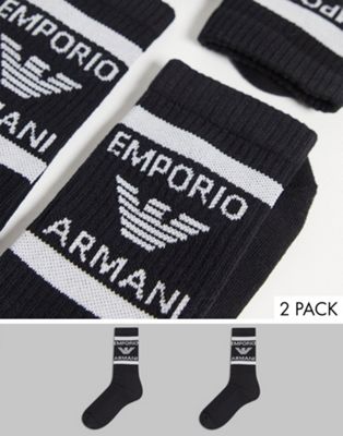 фото Набор из 2 пар коротких носков черного цвета emporio armani bodywear-черный цвет