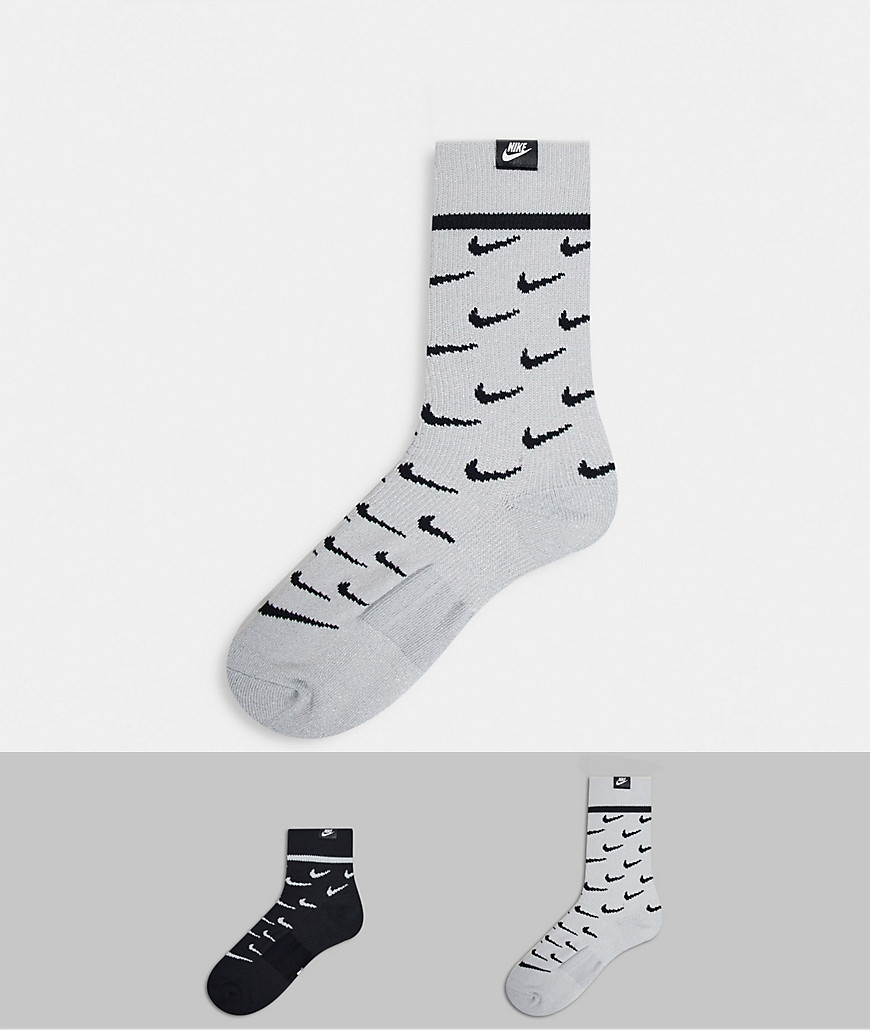 фото Набор из 2 пар носков черного и серого цветов с логотипом nike-черный цвет