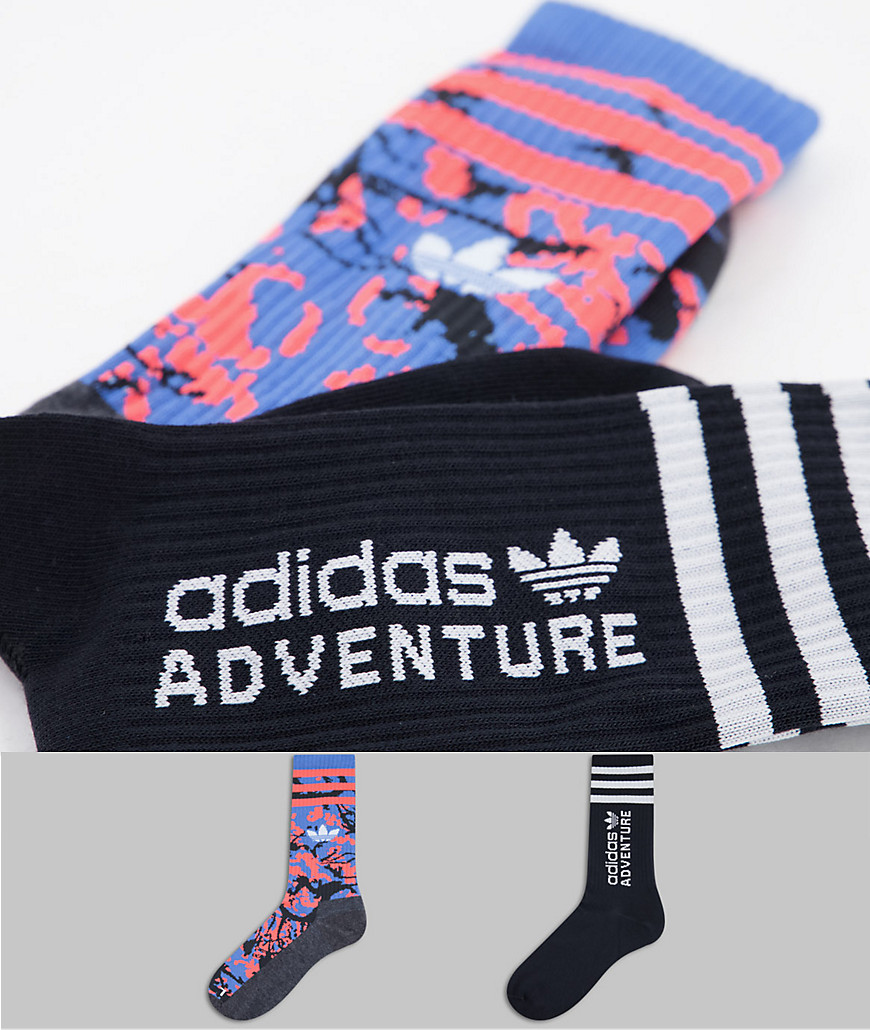 фото Набор из 2 пар носков обычной длины синего и черного цветов с принтом "adventure" adidas originals-многоцветный