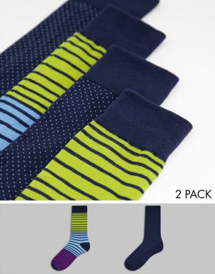 фото Набор из 2 пар носков с полосками синего и зеленого цветов gant-разноцветный
