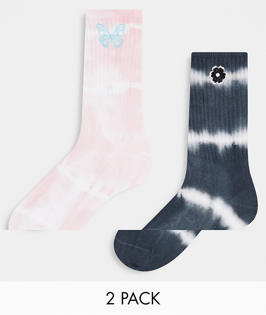 фото Набор из 2 пар носков с принтом тай-дай bershka-разноцветный