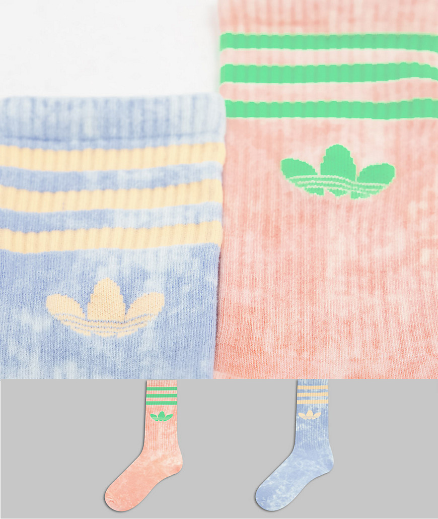 фото Набор из 2 пар носков синего и оранжевого цветов с принтом тай-дай adidas originals-разноцветный