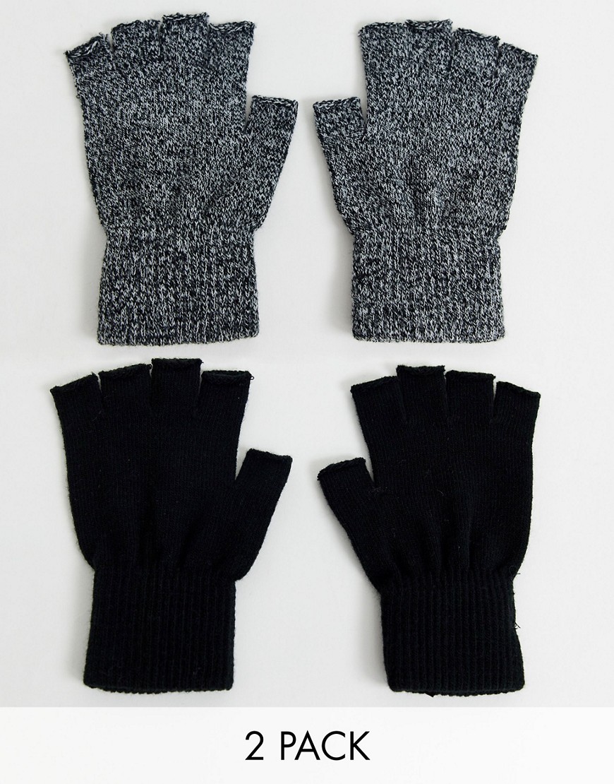 фото Набор из 2 пар перчаток без пальцев new look-черный