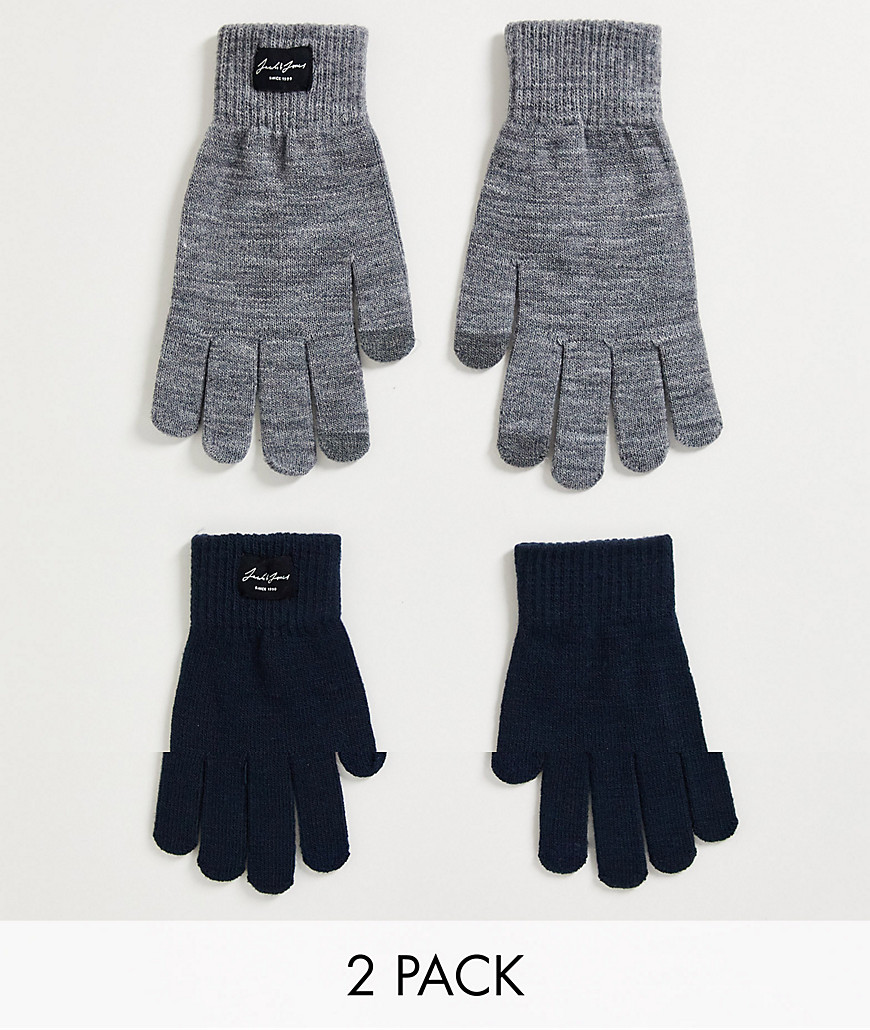 фото Набор из 2 пар перчаток темно-синего и серого цветов jack & jones-разноцветный