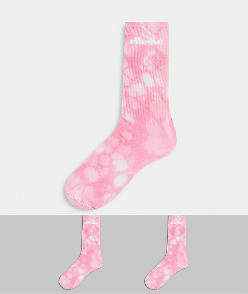 фото Набор из 2 пар розовых носков с принтом тай-дай ellesse – эксклюзивно для asos-розовый цвет
